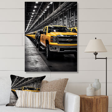 Yellow Pickup Truck Industrial Icons - Pickup Truck Canvas Wall Art